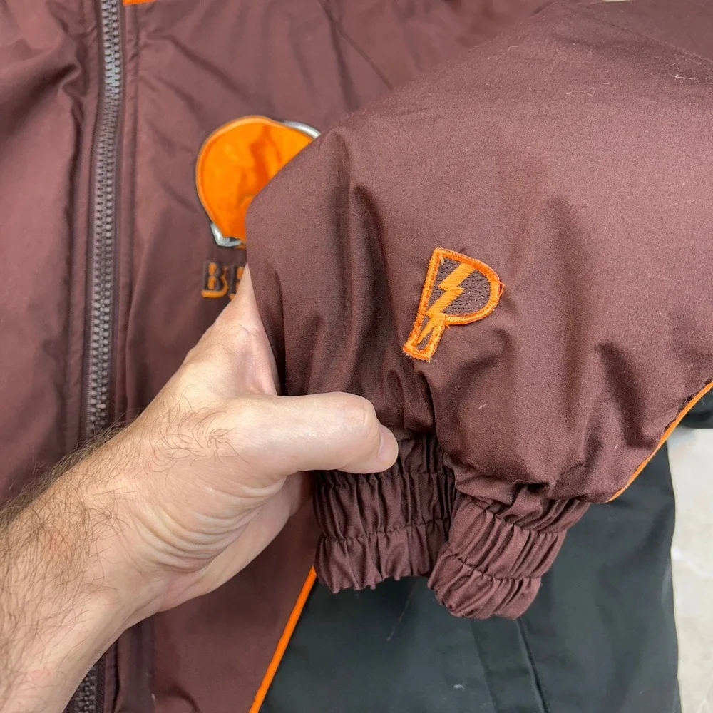 90s Vintage Cleveland Browns Puffer Jacket Mens Medium 75th Anniversary Bomber